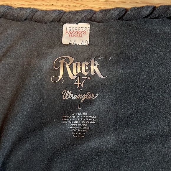 Western style gray cardigan with fringe on bottom and front edges and sleeves. - Picture 4 of 5